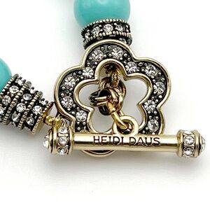 Heidi Daus Faux Blue Knotted Pearls and Crystal Toggle Bracelet